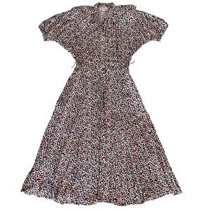 VTG Jackie Bernard Eklektic Maxi Dress Women 12 Floral 80s Pockets Kaleidoscope